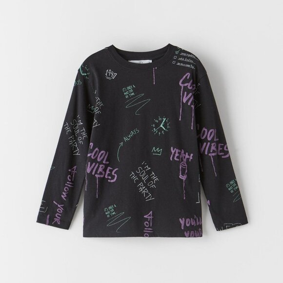 ZARA BOYS GRAFFITI T-SHIRT NWT SIZE 9 - Picture 1 of 3